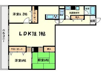 ドミール千里(3LDK/4階)の間取り写真