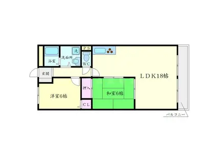 ロイヤルツカワキ(2LDK/1階)の間取り写真