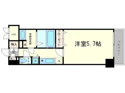 ルクレ難波 旧CASSIA難波(1K/2階)の間取り写真