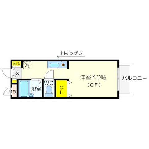 メゾン香露園(ワンルーム/2階)の間取り写真