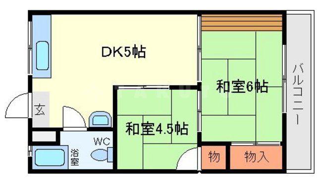 太陽ハイツ(2DK/3階)の間取り写真