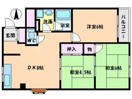 メゾン木田(3DK/2階)の間取り写真