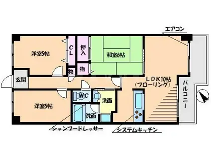 東千里OMパレス1(3LDK/4階)の間取り写真