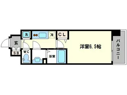 プレサンス谷町七丁目(1K/11階)の間取り写真