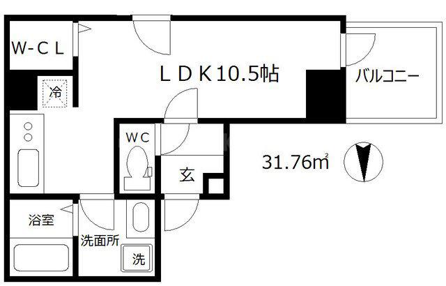 VALLY-4(ワンルーム/6階)の間取り写真