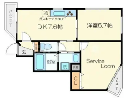 KTIレジデンス淡路(2LDK/1階)の間取り写真