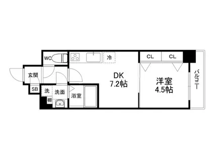 GIOIA NAMBA(1DK/6階)の間取り写真