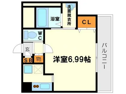 ラフォンテ十三(1K/8階)の間取り写真