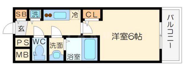 メインステージ大阪ノースマーク(1K/6階)の間取り写真