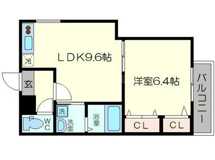 フジパレス下新庄駅東Ⅵ番館(1LDK/3階)の間取り写真