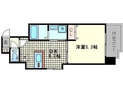 GALLERY谷町(1DK/4階)の間取り写真