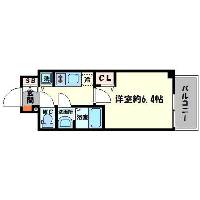 プレサンス谷町リーベ(1K/11階)の間取り写真