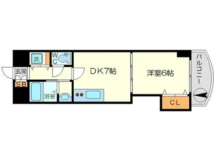 ノルデンハイムリバーサイド十三Ⅱ(1DK/2階)の間取り写真