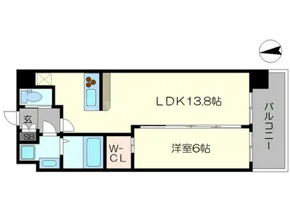 グランカーサ難波元町(1LDK/6階)の間取り写真