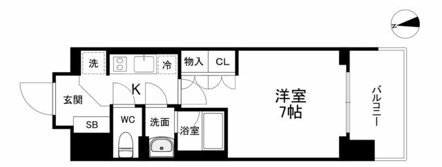 ルネフラッツ谷町四丁目(1K/7階)の間取り写真