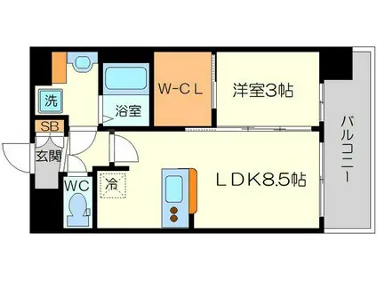セレニテ西中島アリア壱番館(1LDK/8階)の間取り写真