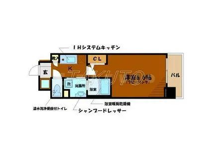 クリスタルブライト谷町(1K/11階)の間取り写真