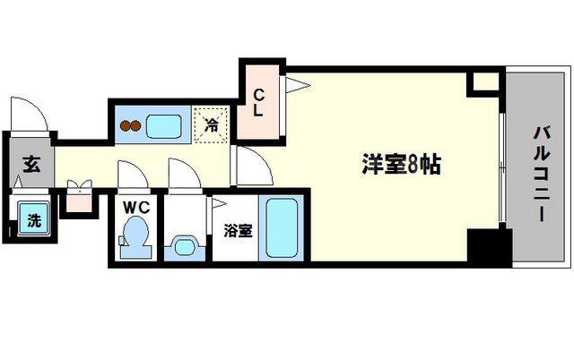S-RESIDENCE谷町五丁目(1K/13階)の間取り写真