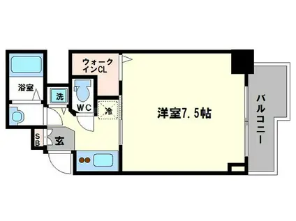 S-RESIDENCE谷町五丁目(1K/2階)の間取り写真