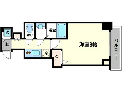 S-RESIDENCE谷町五丁目(1K/14階)の間取り写真