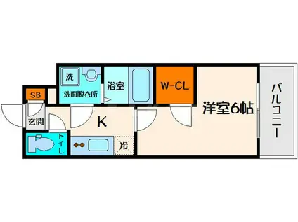 エスリード大阪城(1K/5階)の間取り写真