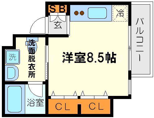 フロンティアゲート淀川(ワンルーム/9階)の間取り写真