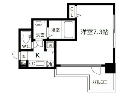 プランドール大手前レジデンス(1K/8階)の間取り写真