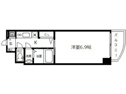 プランドール大手前レジデンス(1K/13階)の間取り写真