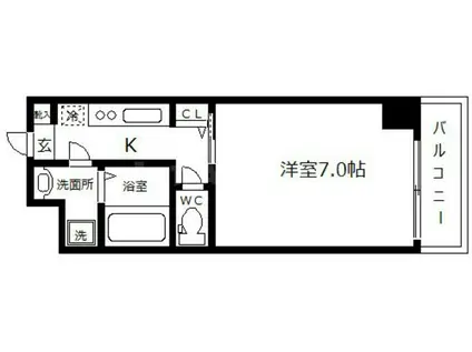 プランドール大手前レジデンス(1K/10階)の間取り写真