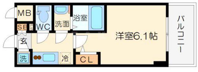 エスリード大阪シティノース(1K/2階)の間取り写真