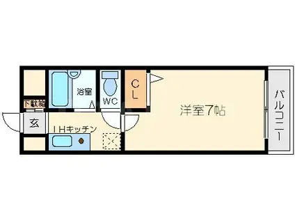 ノルデンハイム淡路(1K/8階)の間取り写真