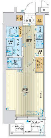 アスヴェル大阪城ウエスト2(1K/7階)の間取り写真
