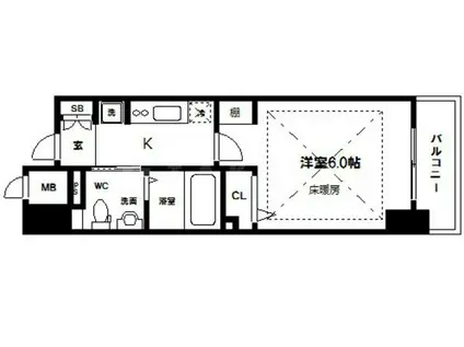 エステムプラザ大手前エヴァース(1K/6階)の間取り写真