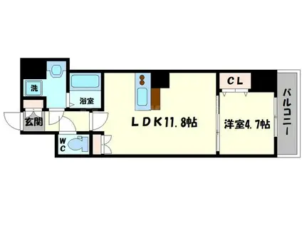 L-IDEA OTEMAEリデア大手前(1LDK/8階)の間取り写真