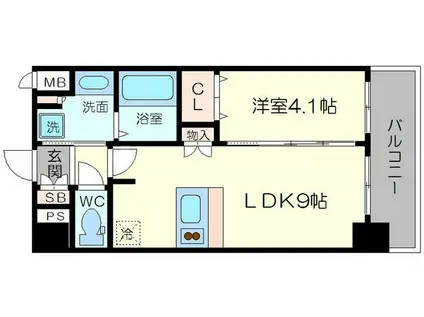 プレサンス大手前ピリオド(1LDK/12階)の間取り写真