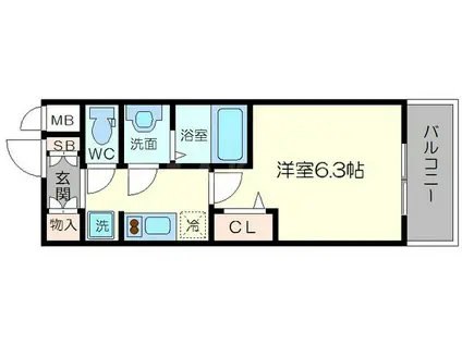 プレサンス大手前ピリオド(1K/12階)の間取り写真