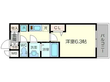 プレサンス大手前ピリオド(1K/8階)の間取り写真