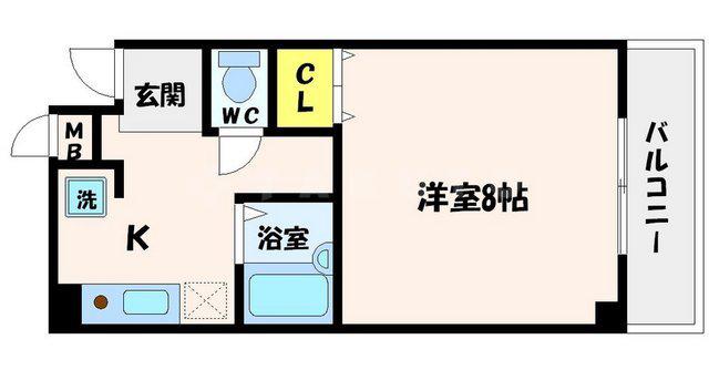 クリヨン千里北(1K/2階)の間取り写真