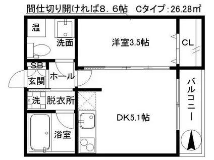 T.SHIZUKU(1DK/2階)の間取り写真