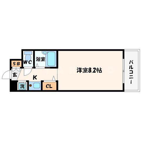 カーサ天神橋(1K/4階)の間取り写真