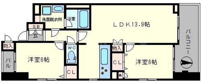 ラグーン新大阪シティライフⅡ(2LDK/7階)の間取り写真