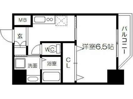 RIVER PARK FRONT天神橋(1K/2階)の間取り写真