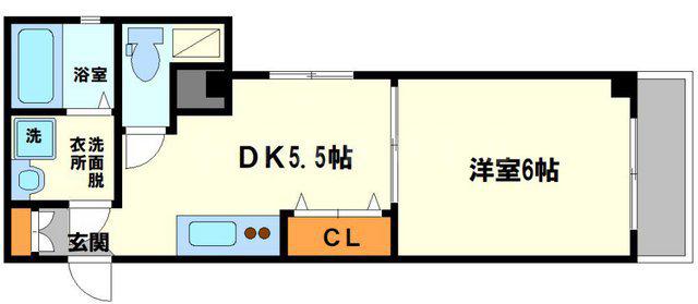 レクラン東三国(1DK/3階)の間取り写真