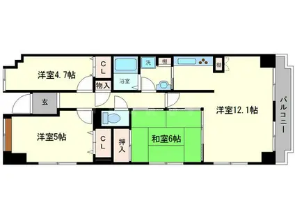 ファミリア三国(3LDK/4階)の間取り写真