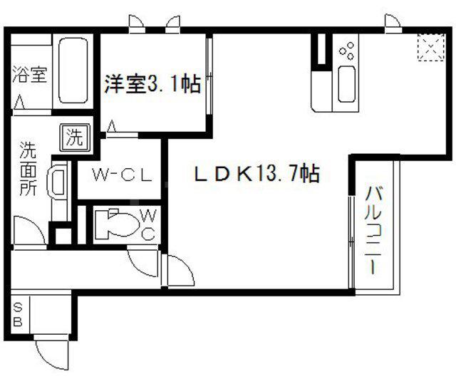 クオーレ(1LDK/2階)の間取り写真