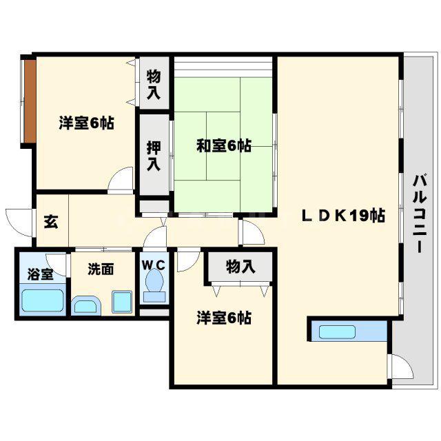 カプリコーナス(3LDK/2階)の間取り写真
