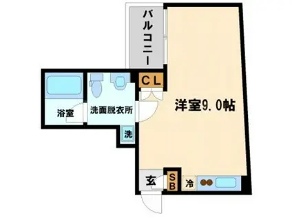 サウス・サン(ワンルーム/2階)の間取り写真