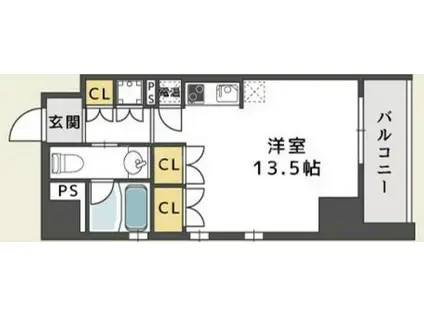 CHRYSANTHEME ウエスト(ワンルーム/7階)の間取り写真