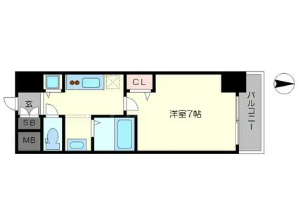 グランカリテ天神橋Ⅱ(1K/6階)の間取り写真