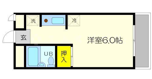 カレッジハウスイースト(ワンルーム/2階)の間取り写真